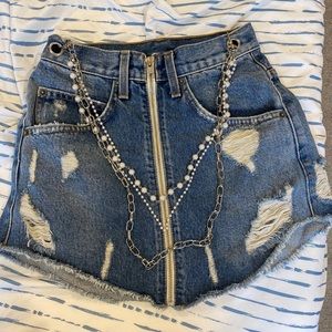 Chain zip up skirt